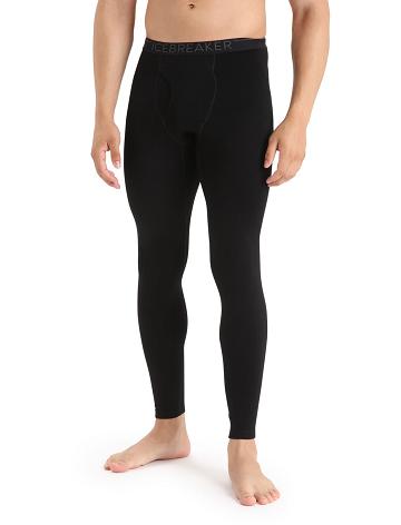 Men's Icebreaker Merino 260 Tech Thermal Leggings With Fly Base Layers Black | CA 1556ZUTG